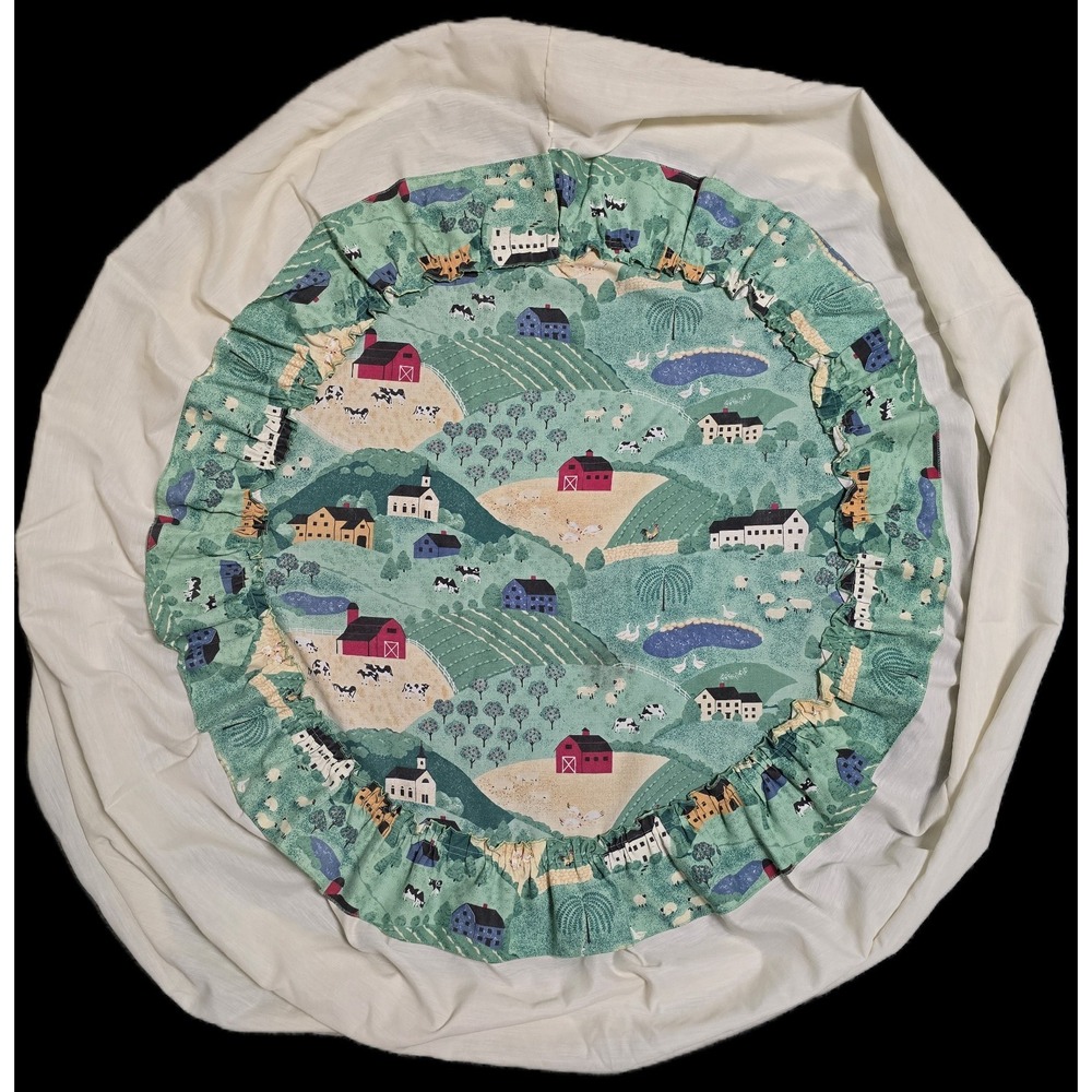 Round Accent Table Cloth 27 Inches Around, Cowboys, Farm Country Collectible (U)